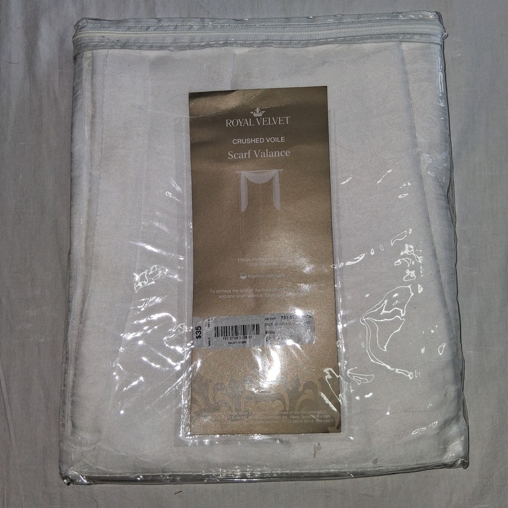 Royal Velvet White Crushed Voile Scarf Valance 50‎ x 144 Inch Window Treatment